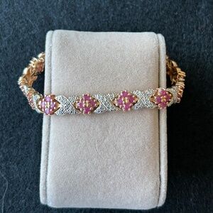 Ruby and Clear Cubic Zirconia Bracelet